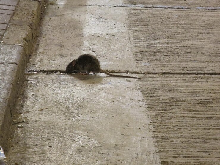 High angle view of rat on street